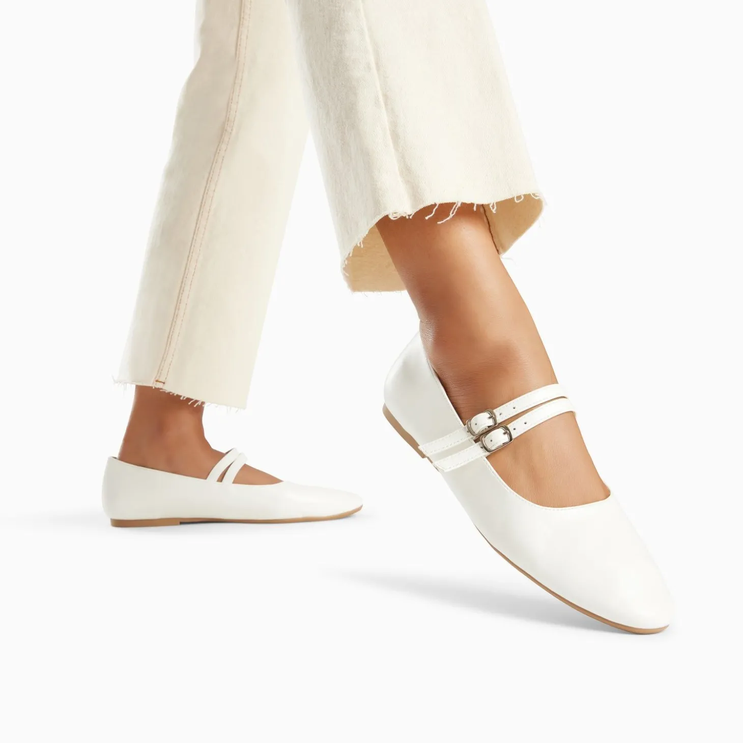 Ballerines Luce Blanches A Doubles Brides