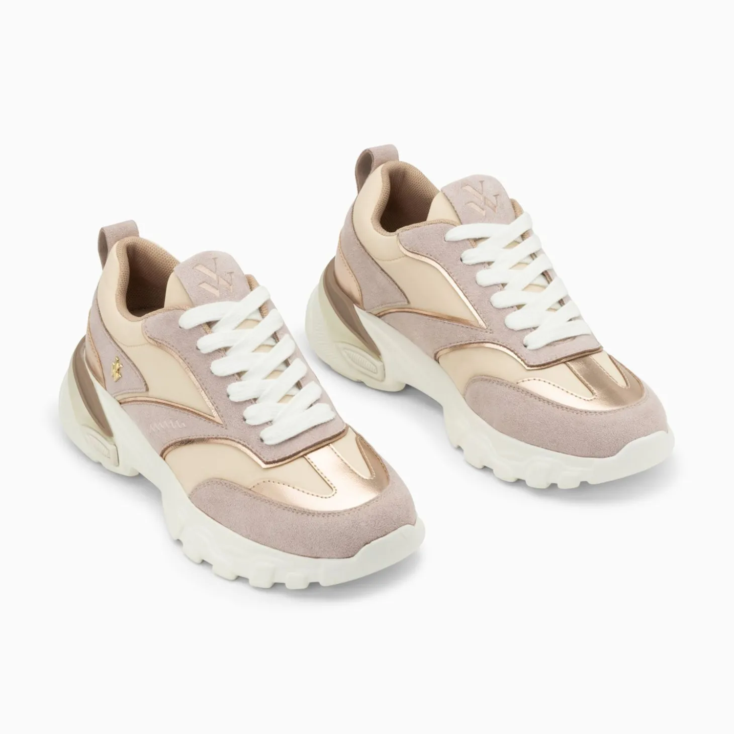 Baskets Alexane Lilas Et Rose Gold A Semelle Epaisse