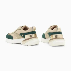 Baskets Alexane Vert Et Or A Semelle Epaisse