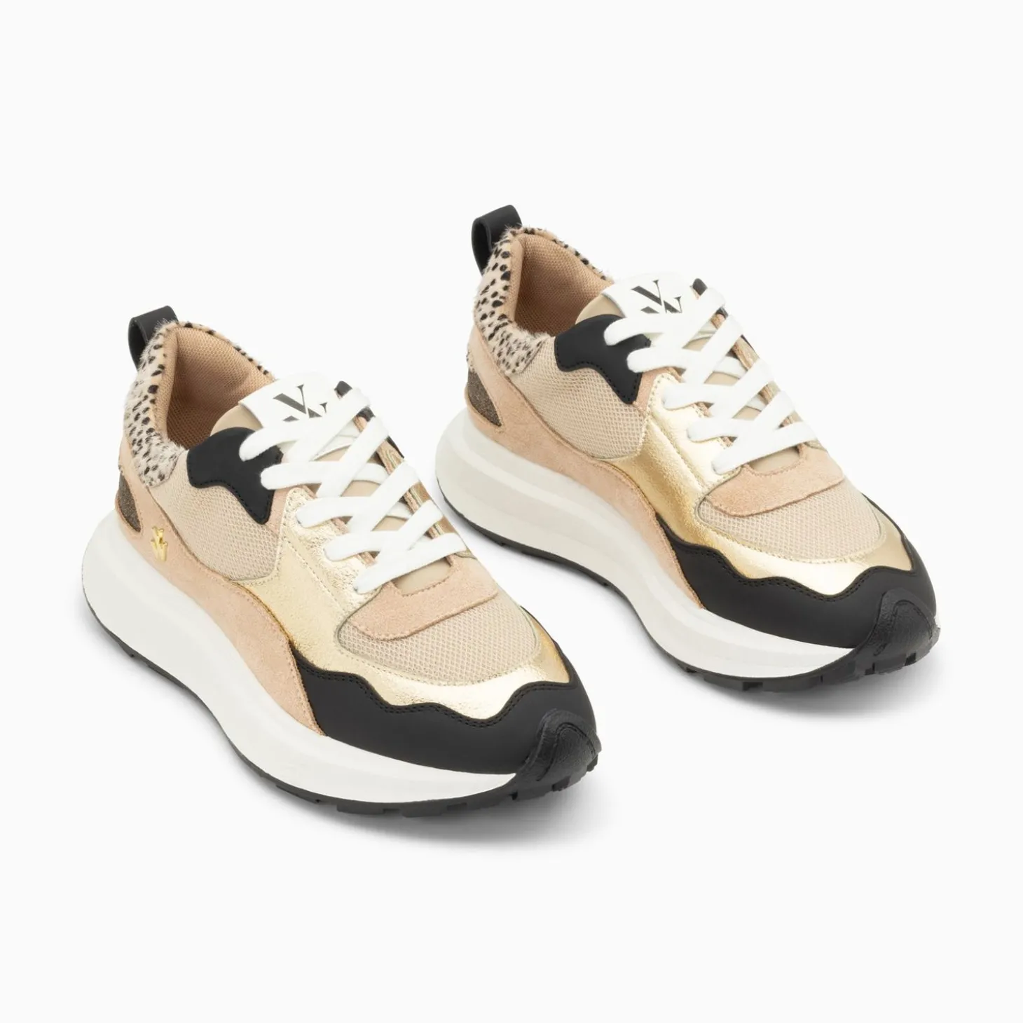 Baskets Alice Beige Et Noir A Semelle Oversize