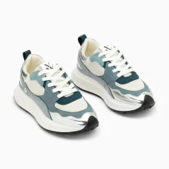 Baskets Alice Bleu Et Argent A Semelle Oversize