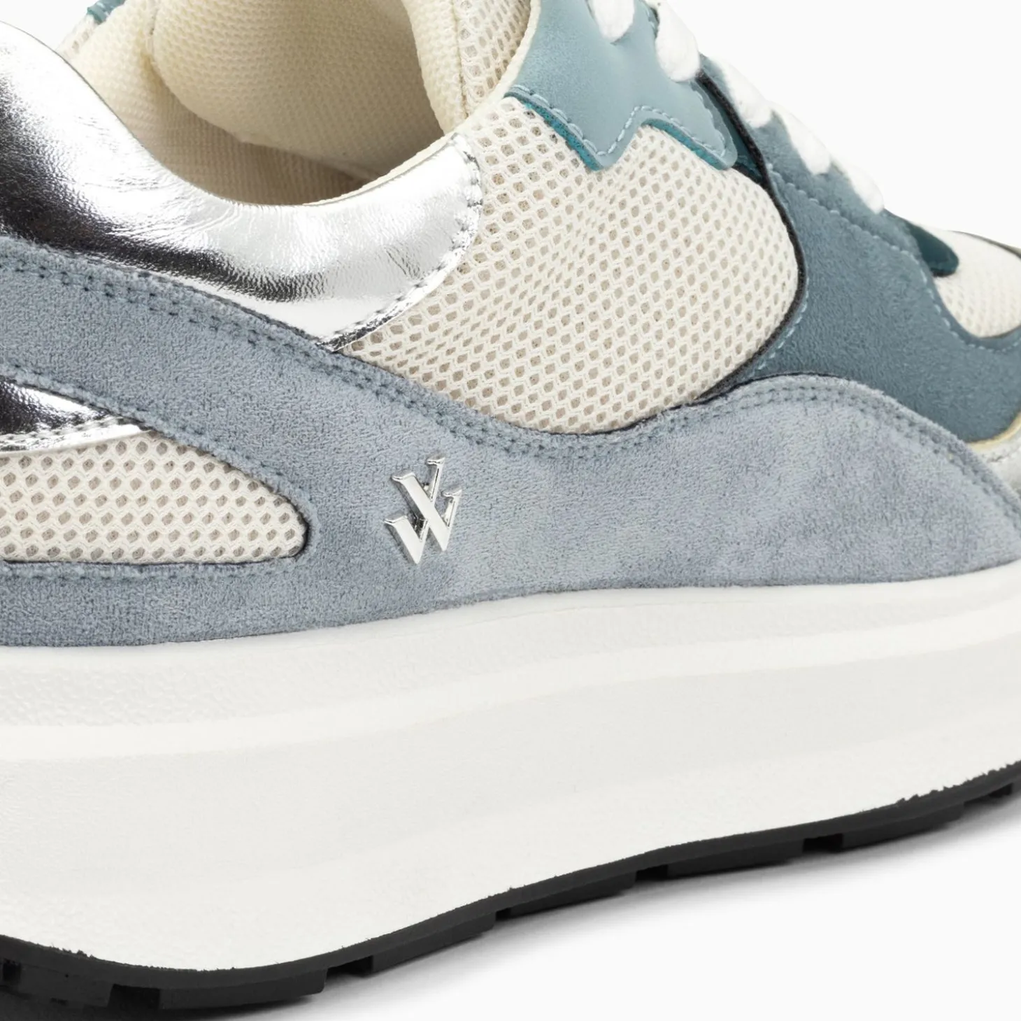 Baskets Alice Bleu Et Argent A Semelle Oversize