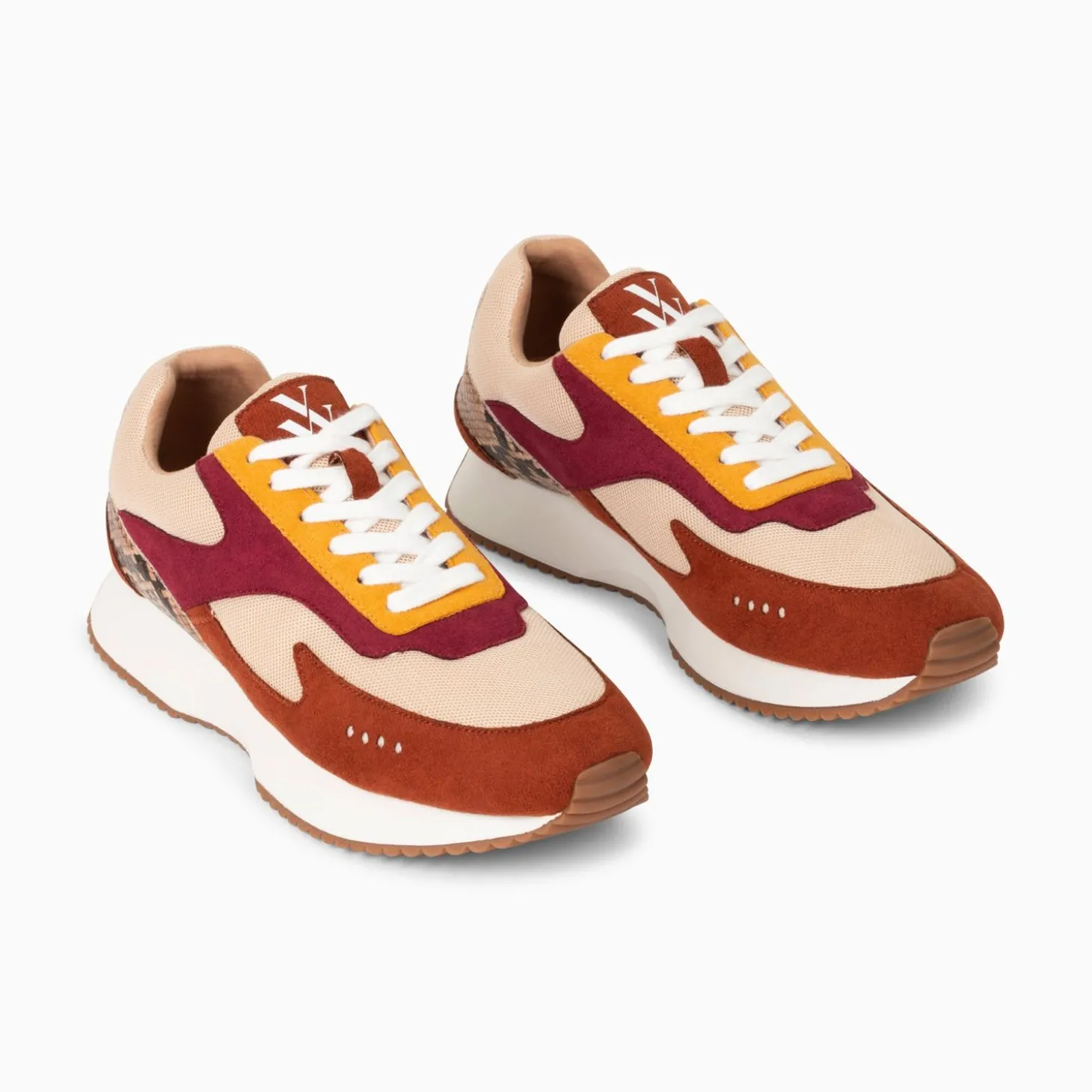 Baskets Anouk Marron Et Beige A Semelle Running