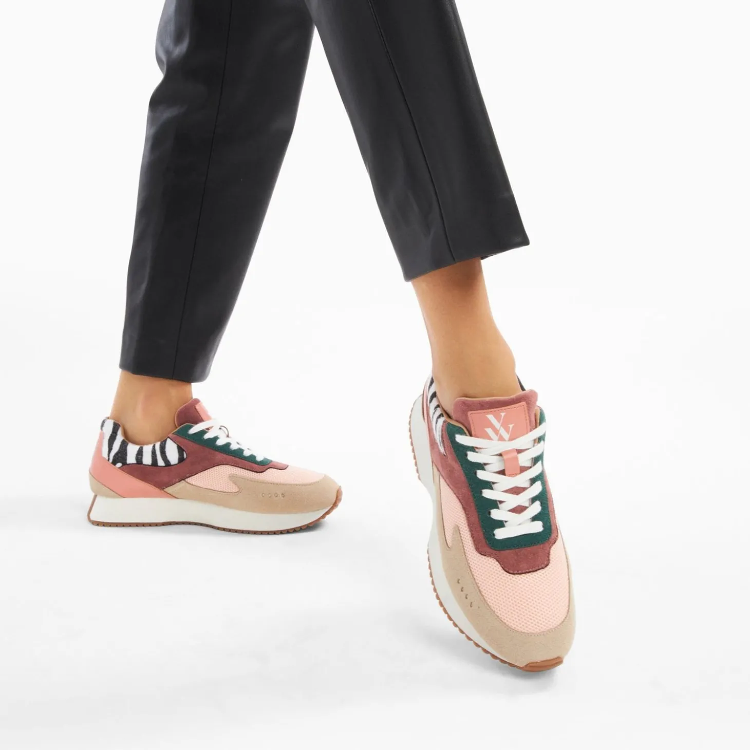 Baskets Anouk Rose Et Beige A Semelle Running