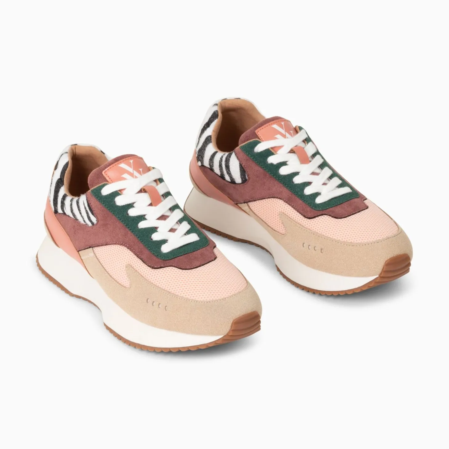 Baskets Anouk Rose Et Beige A Semelle Running