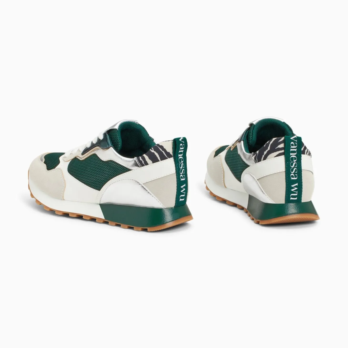 Baskets Berenice Vert Et Gris A Semelle Running