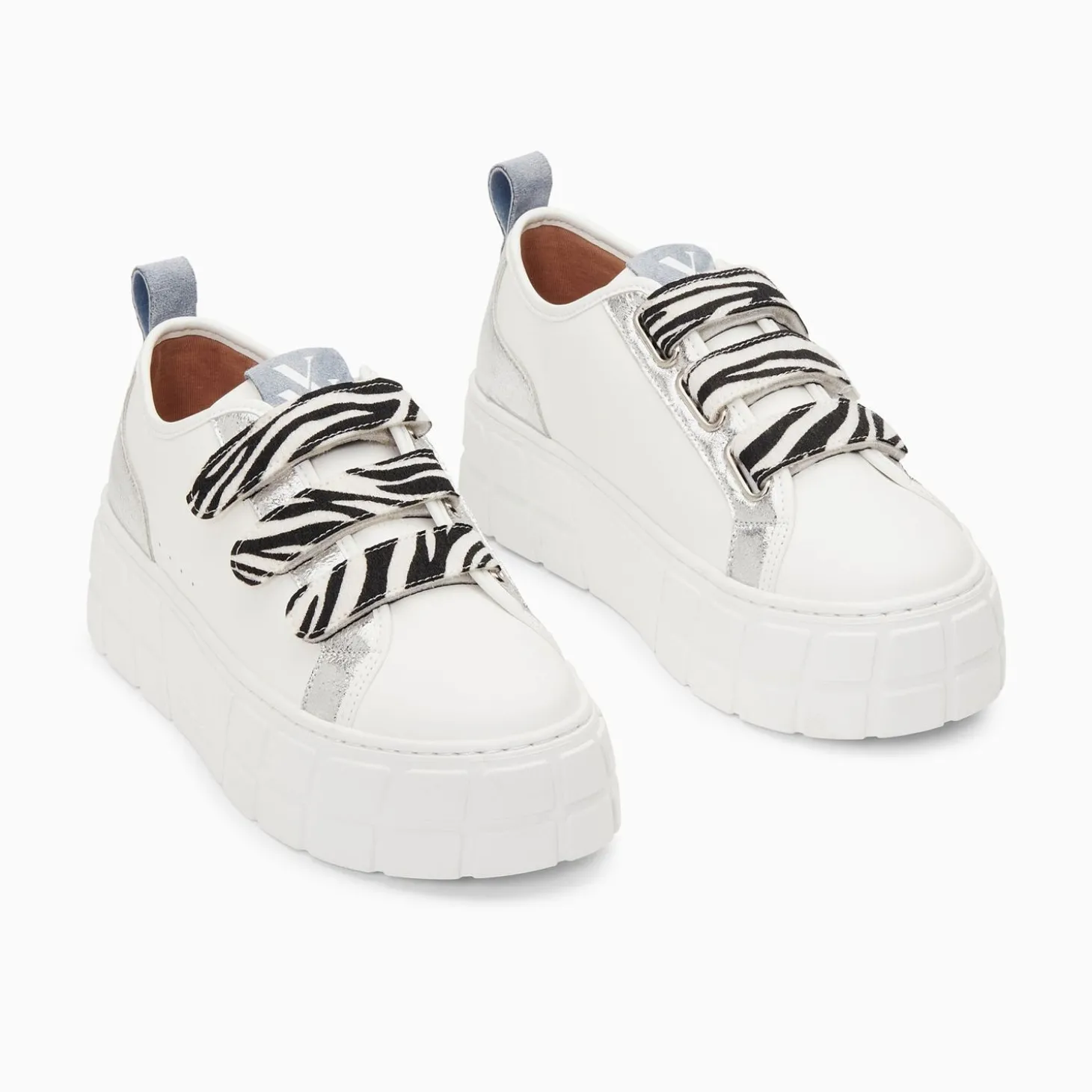 Baskets Bridget Argent Et Zebre A Plateforme