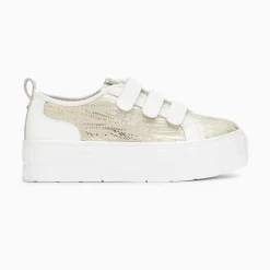 Baskets Bridget Beige Et Or Zebre A Plateforme