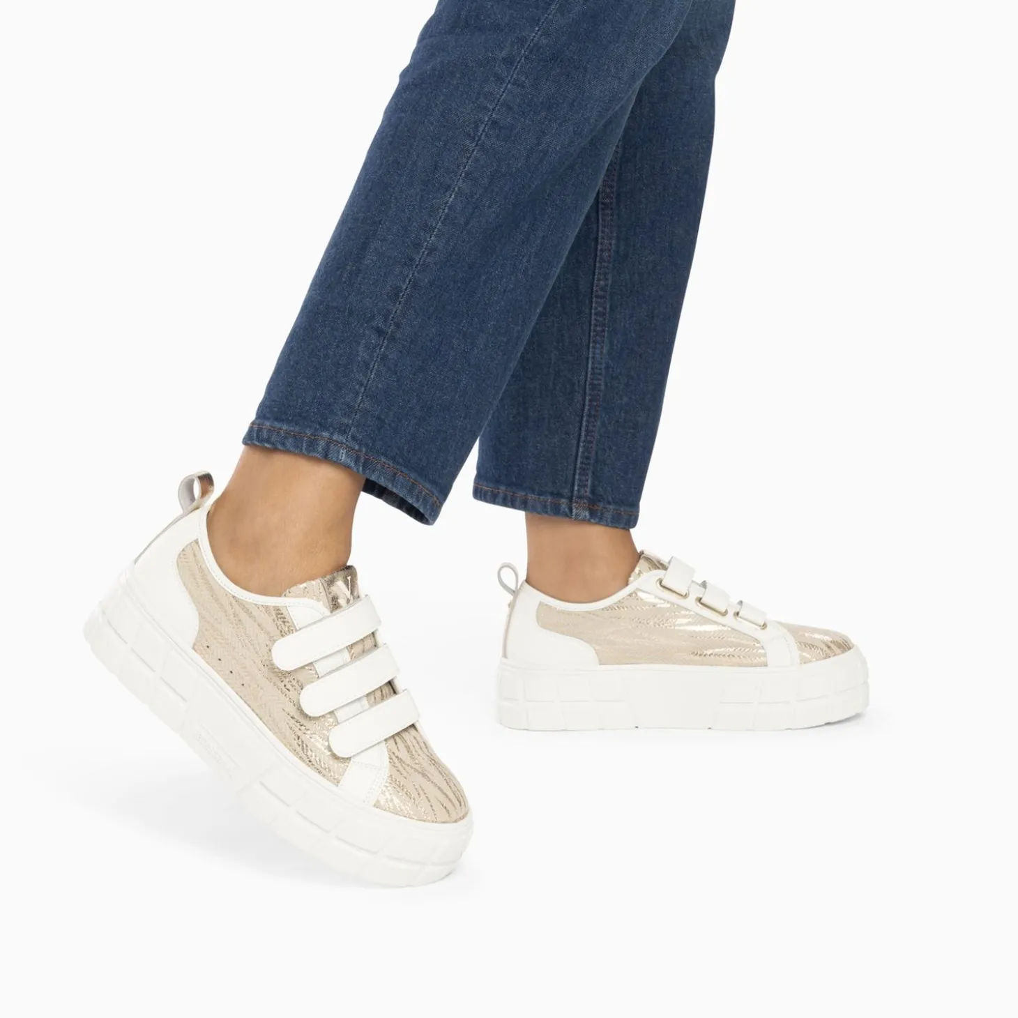 Baskets Bridget Beige Et Or Zebre A Plateforme