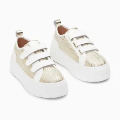 Baskets Bridget Beige Et Or Zebre A Plateforme