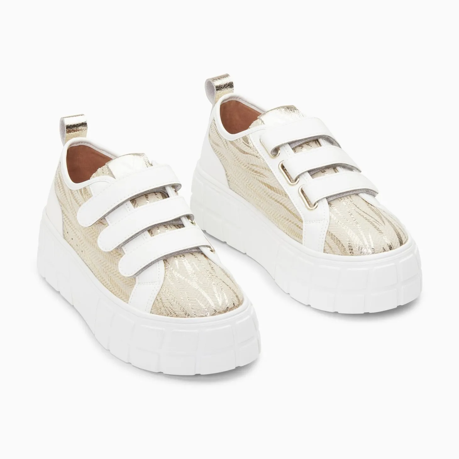 Baskets Bridget Beige Et Or Zebre A Plateforme
