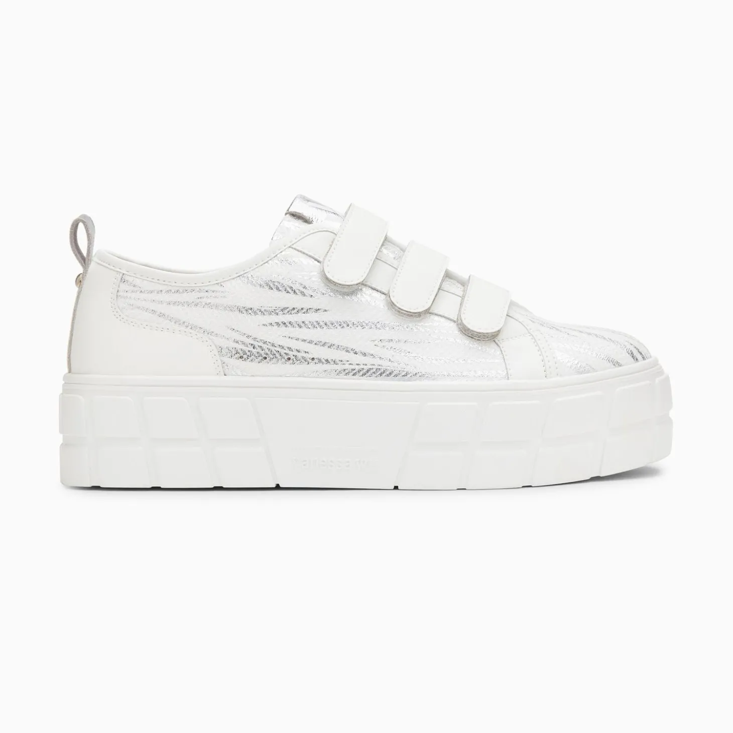 Baskets Bridget Blanc Et Argent Zebre A Plateforme