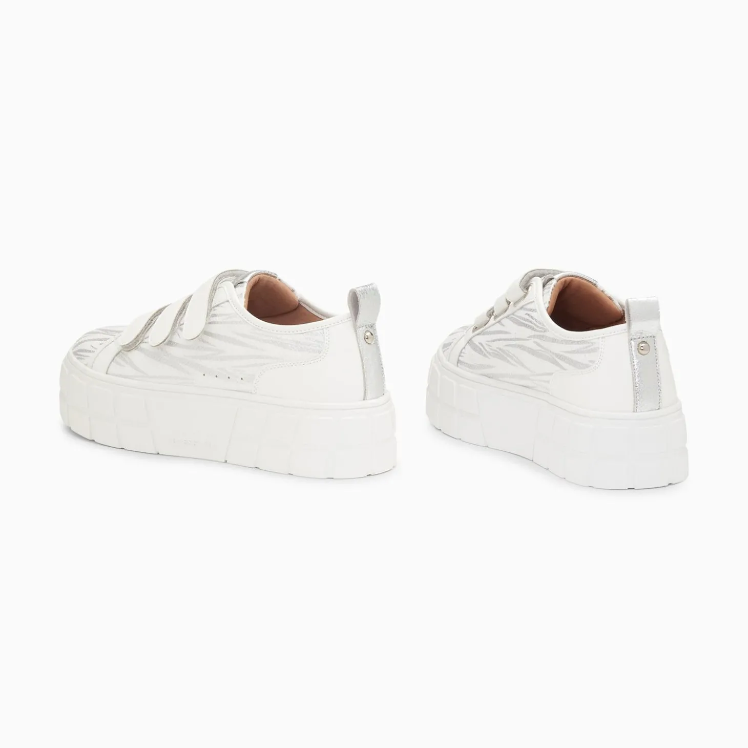 Baskets Bridget Blanc Et Argent Zebre A Plateforme