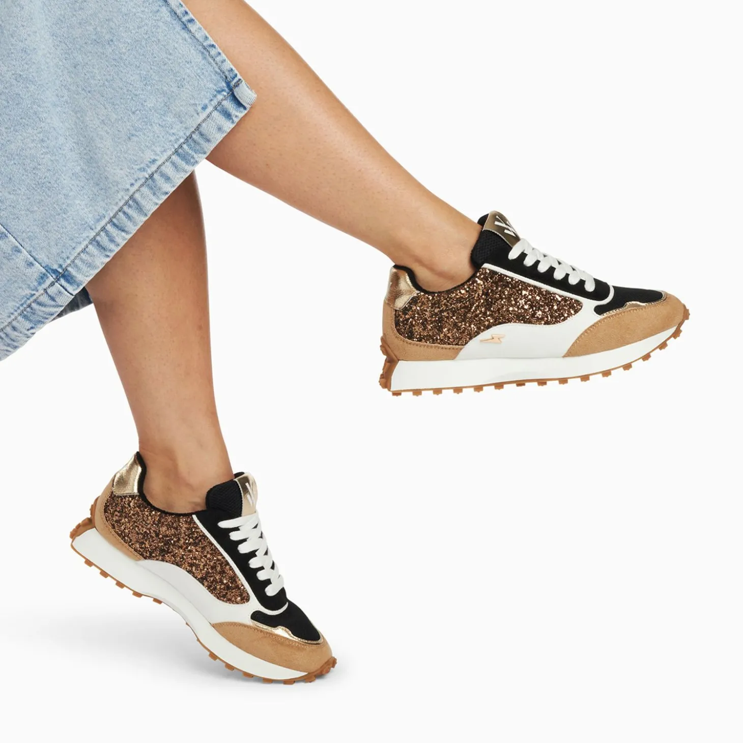 Baskets Cassandra Bronze A Paillettes Et Semelle Running