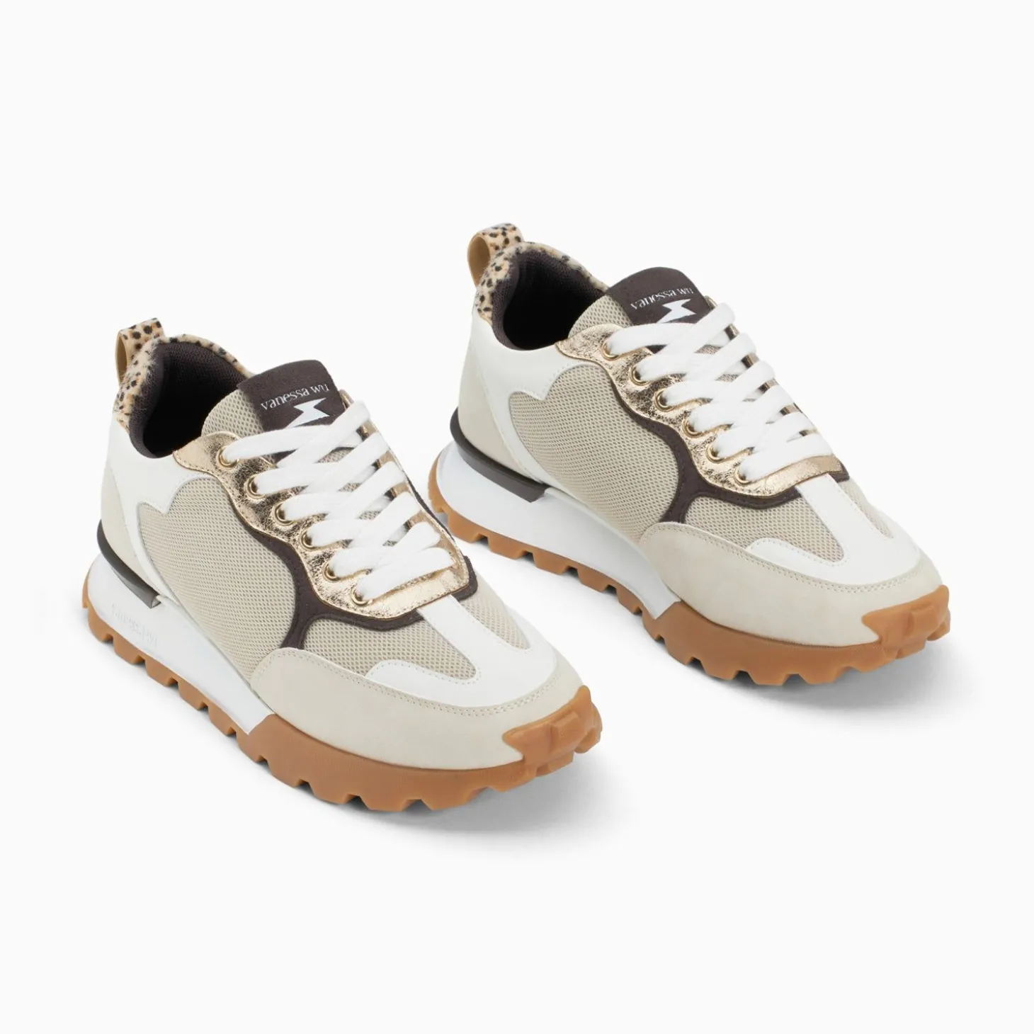 Baskets Coeur Gloria Beiges A Semelle Running