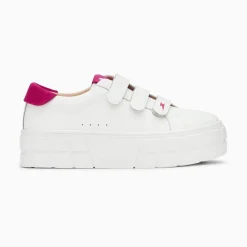Baskets Coraline Blanc Et Fuchsia A Plateforme