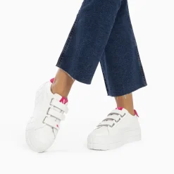 Baskets Coraline Blanc Et Fuchsia A Plateforme