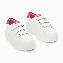 Baskets Coraline Blanc Et Fuchsia A Plateforme