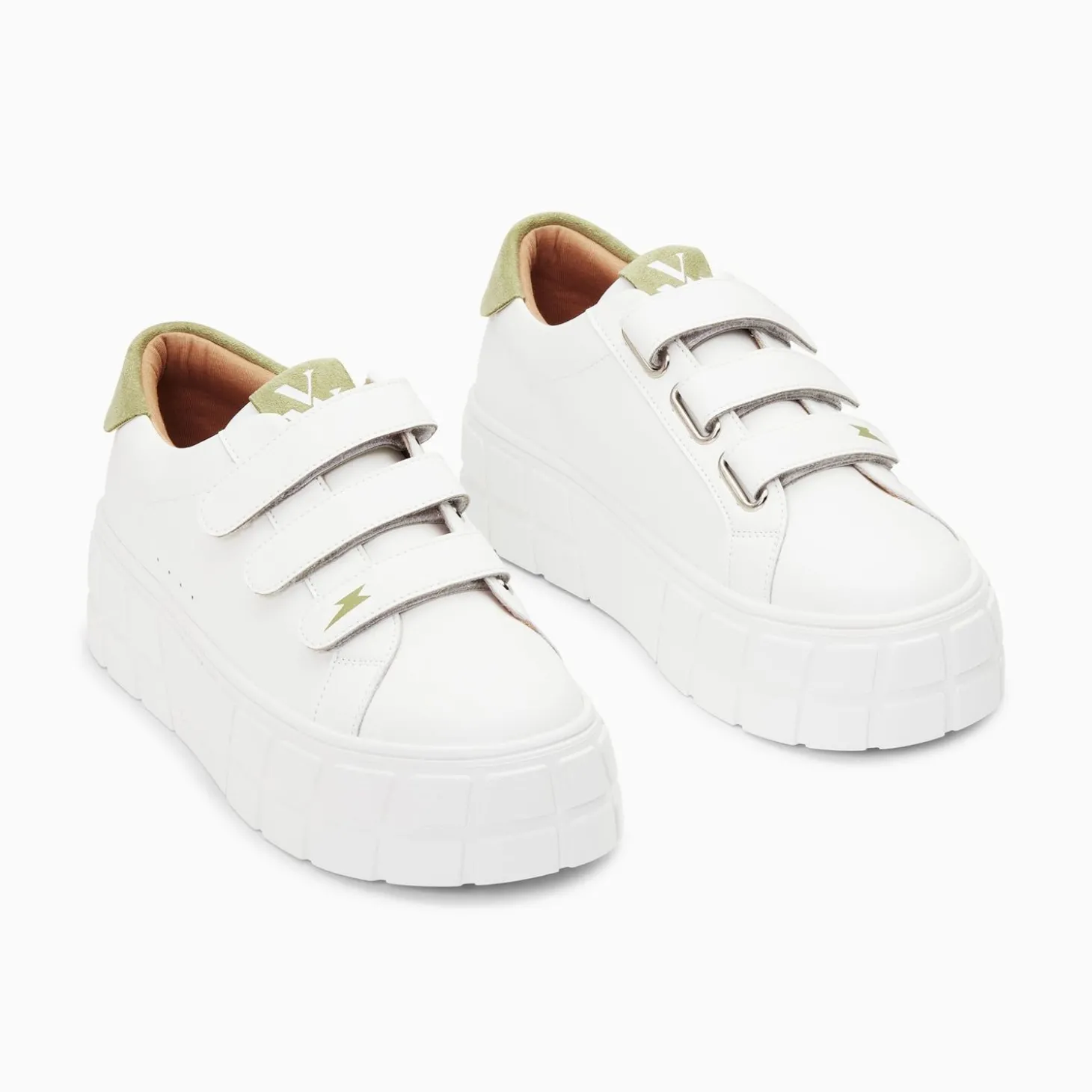 Baskets Coraline Blanc Et Vert A Plateforme
