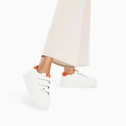Baskets Coraline Blanc Et Orange A Plateforme