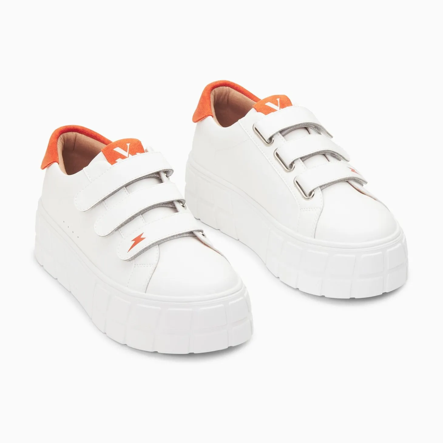 Baskets Coraline Blanc Et Orange A Plateforme