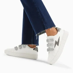 Baskets Eclair Angela Blanc Et Zebre A Scratchs Argent