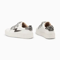 Baskets Eclair Angela Blanc Et Zebre A Scratchs Argent