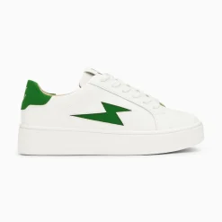 Baskets Eclair Angie Blanc Et Vert A Lacets