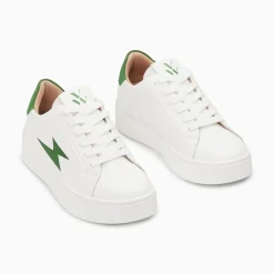 Baskets Eclair Angie Blanc Et Vert A Lacets