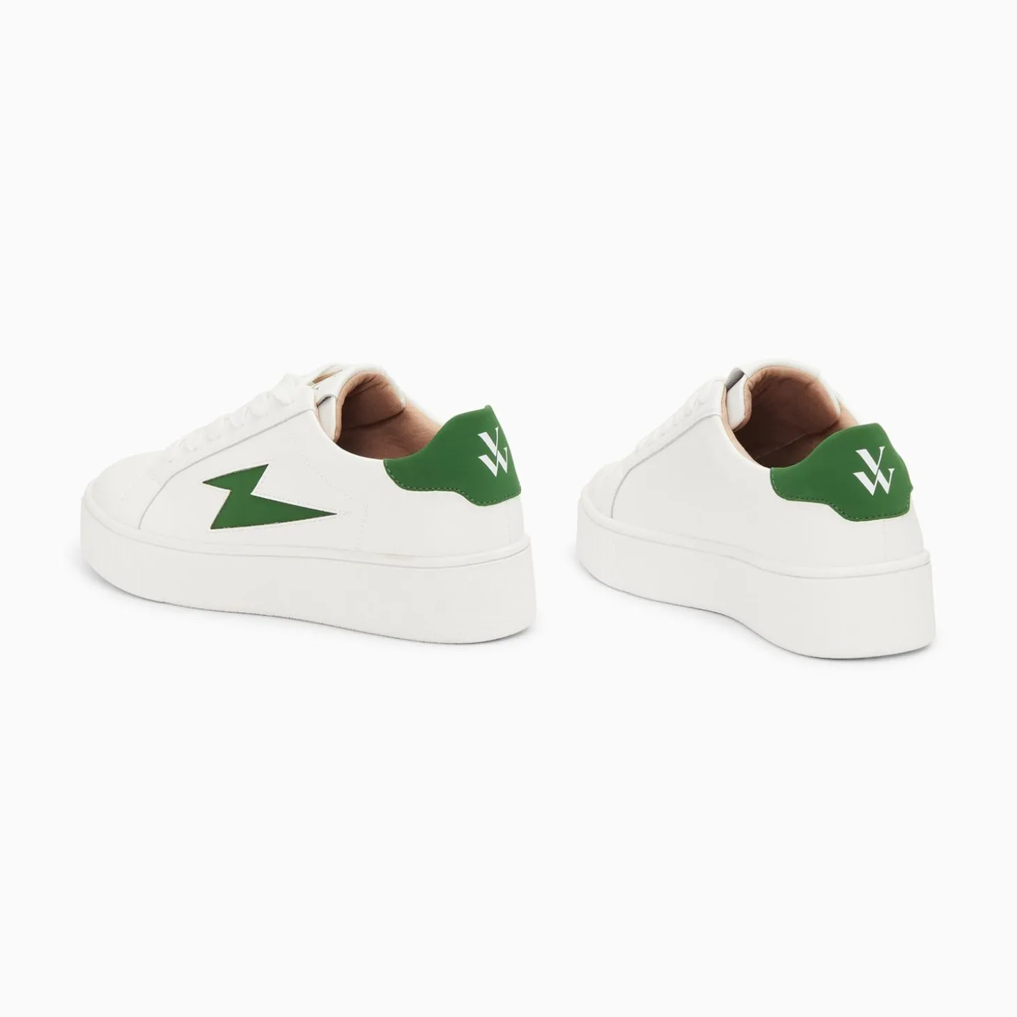 Baskets Eclair Angie Blanc Et Vert A Lacets