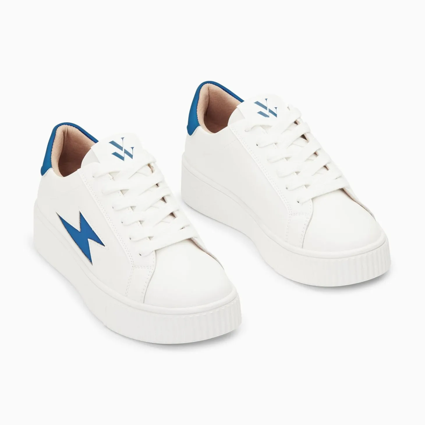 Baskets Eclair Angie Blanc Et Bleu A Lacets