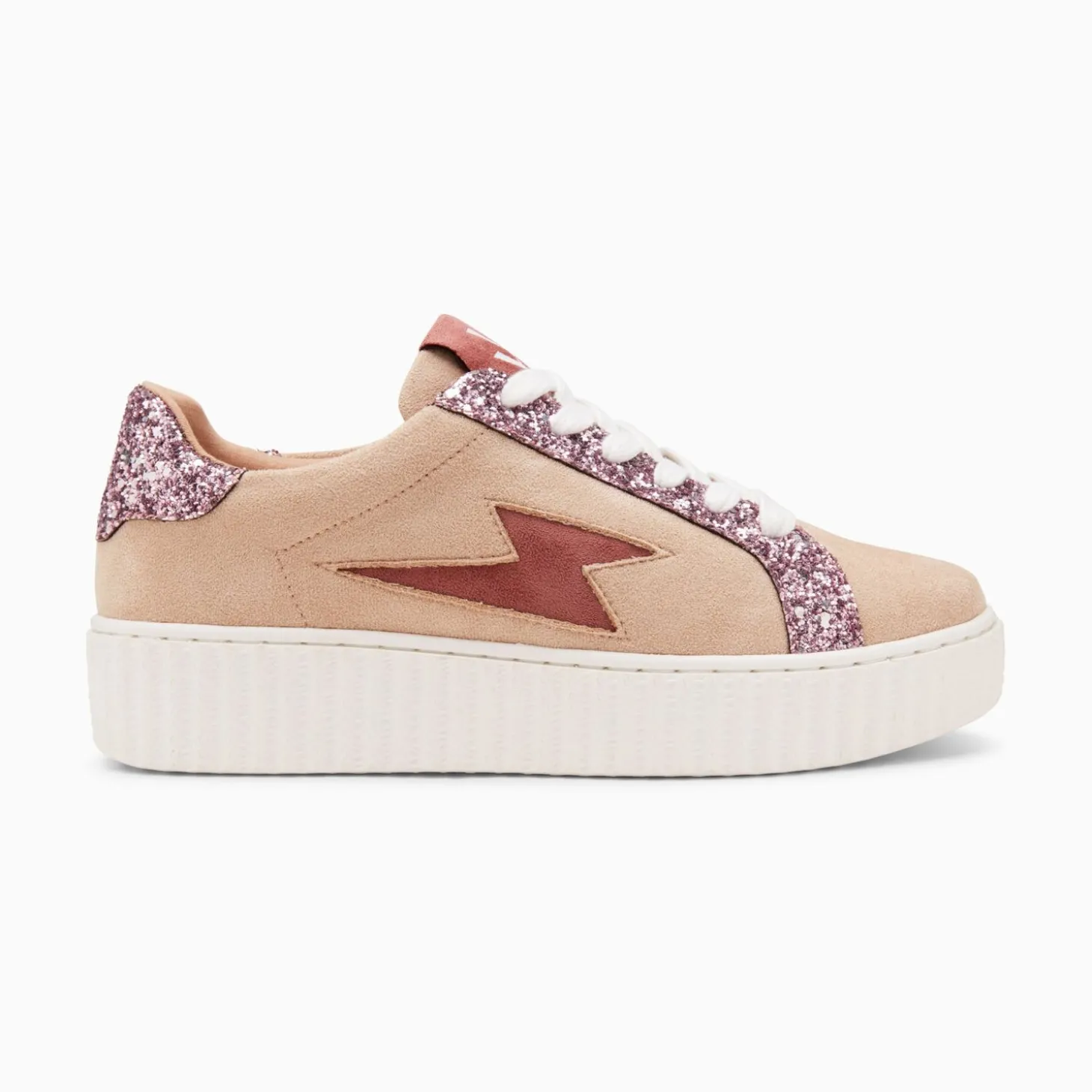 Baskets Eclair Appoline Beige Et Rose A Lacets