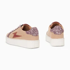 Baskets Eclair Appoline Beige Et Rose A Lacets