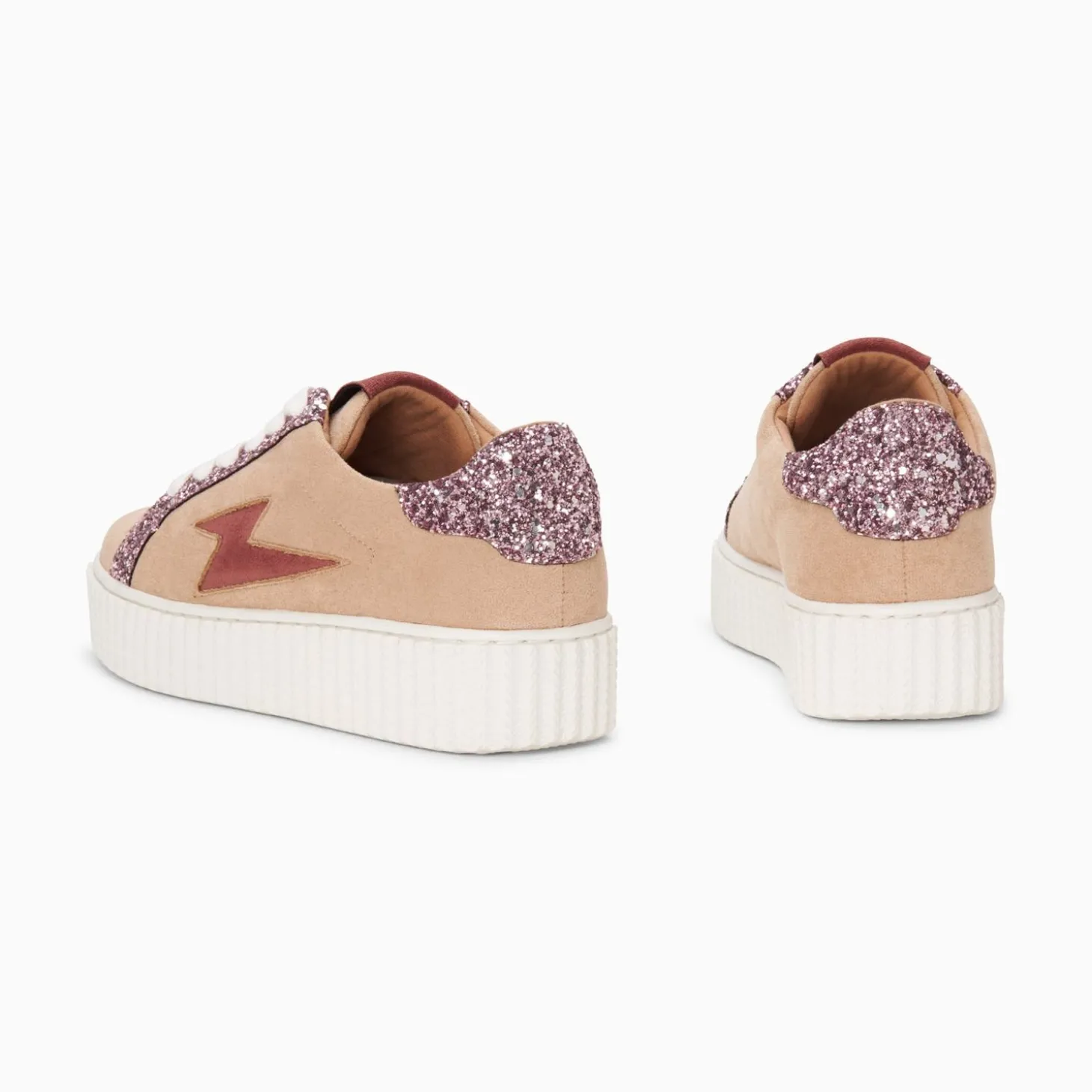 Baskets Eclair Appoline Beige Et Rose A Lacets