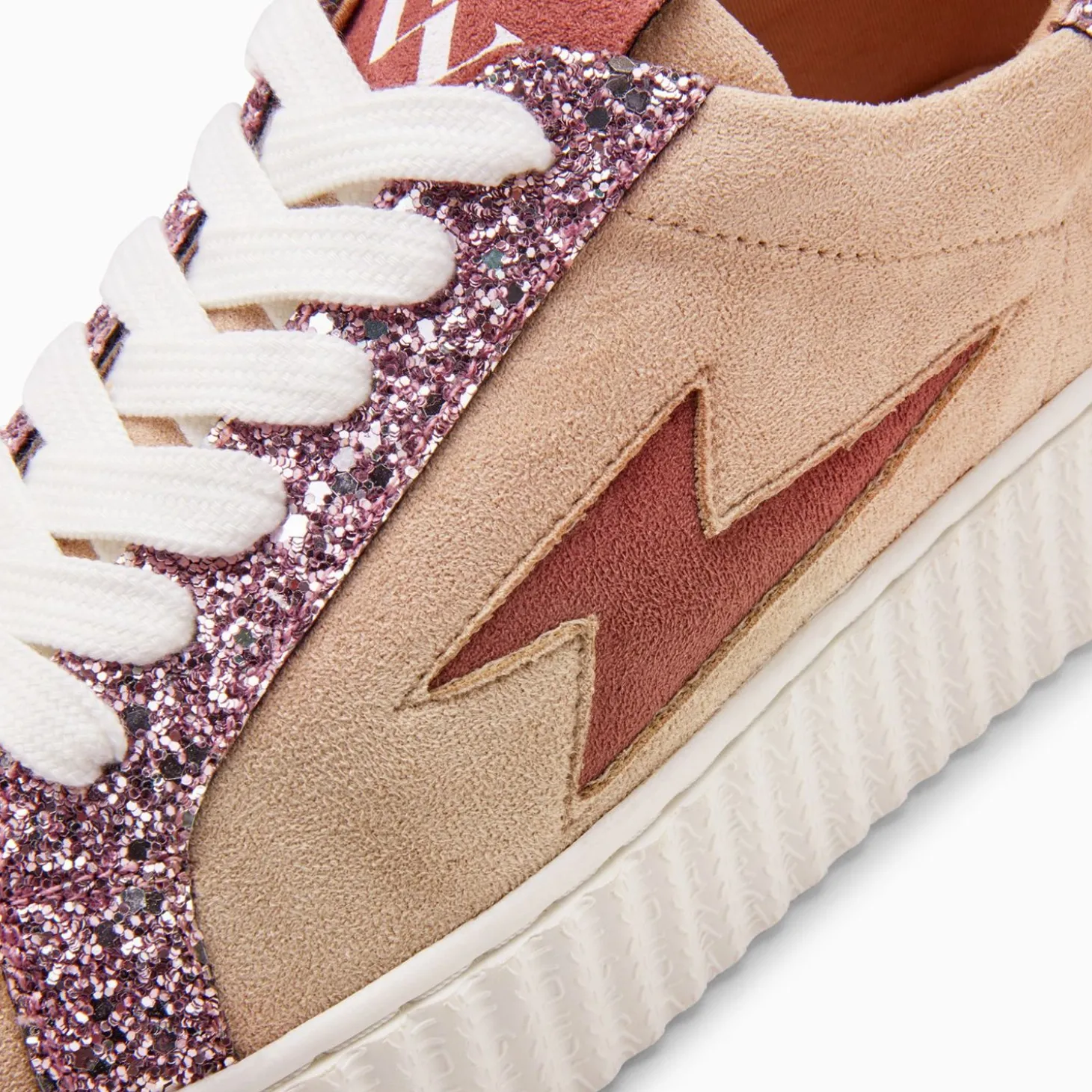 Baskets Eclair Appoline Beige Et Rose A Lacets