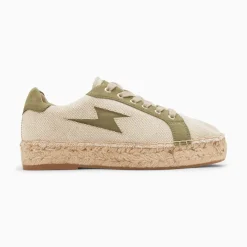Baskets Eclair April Beige Et Kaki A Semelle Espadrille