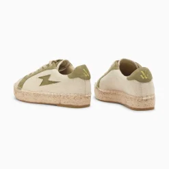Baskets Eclair April Beige Et Kaki A Semelle Espadrille