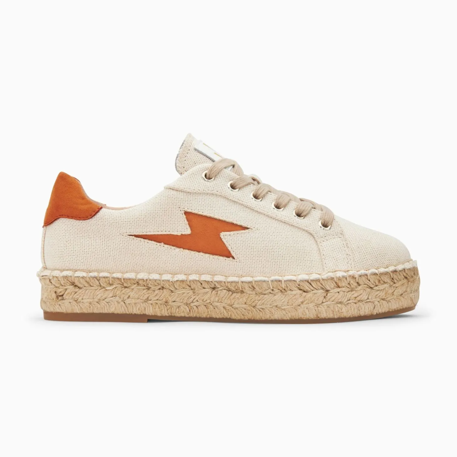 Baskets Eclair April Beige Et Orange A Semelle Espadrille