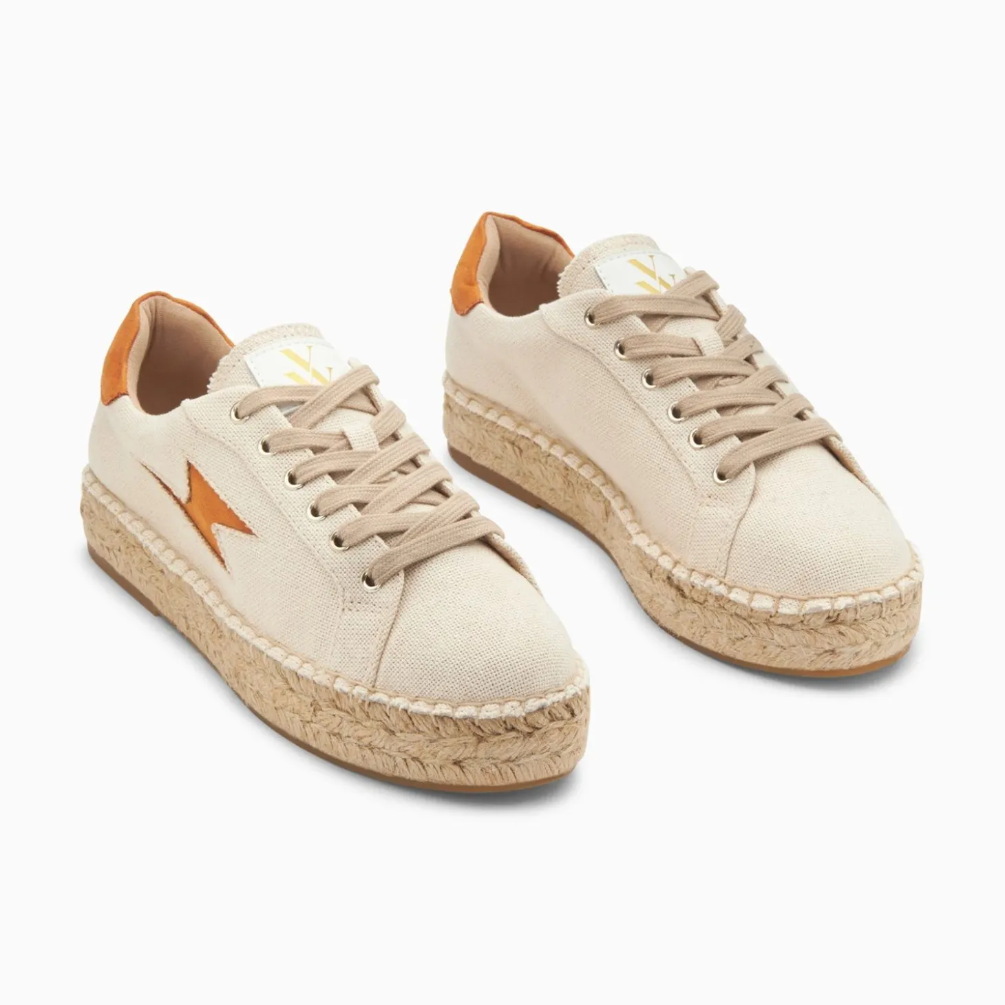 Baskets Eclair April Beige Et Orange A Semelle Espadrille