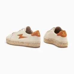 Baskets Eclair April Beige Et Orange A Semelle Espadrille