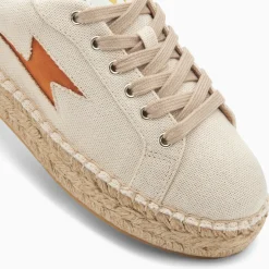 Baskets Eclair April Beige Et Orange A Semelle Espadrille