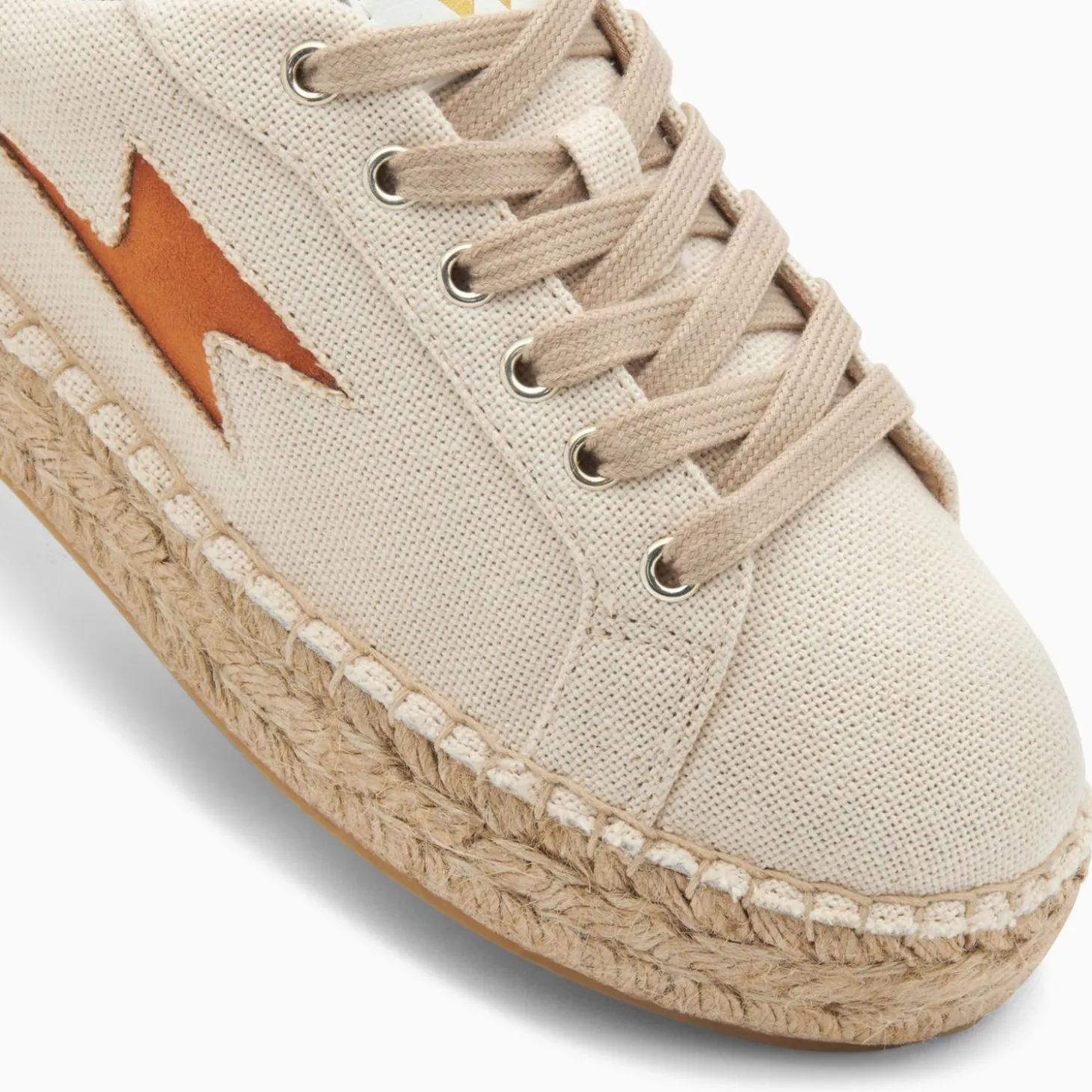 Baskets Eclair April Beige Et Orange A Semelle Espadrille