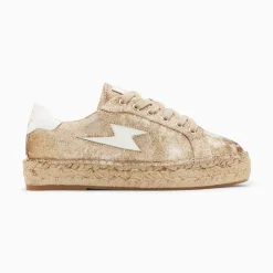 Baskets Eclair April Or Et Blanc A Semelle Espadrille
