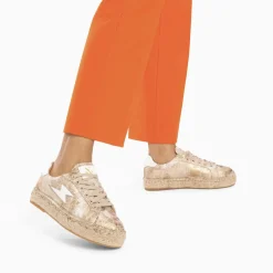Baskets Eclair April Or Et Blanc A Semelle Espadrille