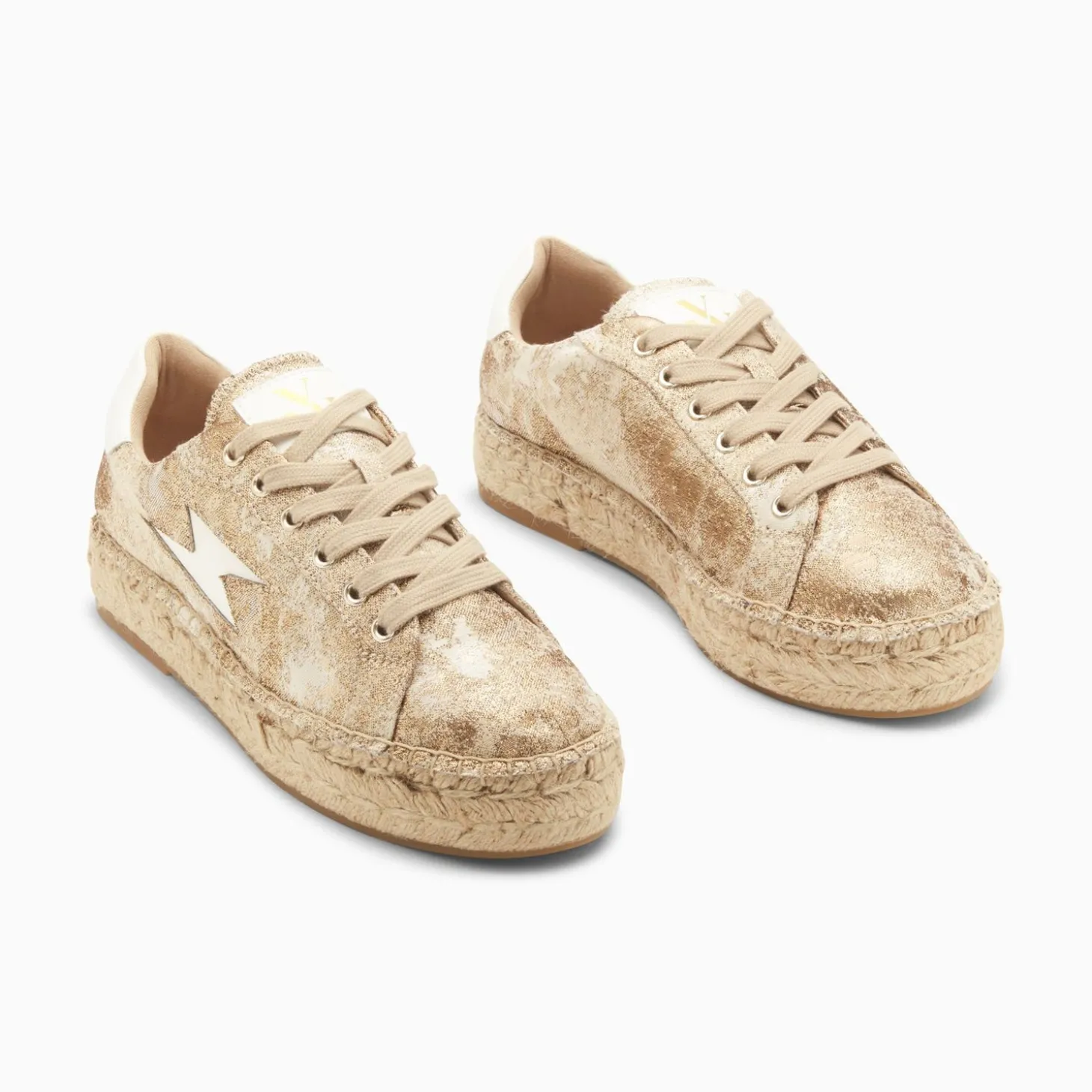 Baskets Eclair April Or Et Blanc A Semelle Espadrille