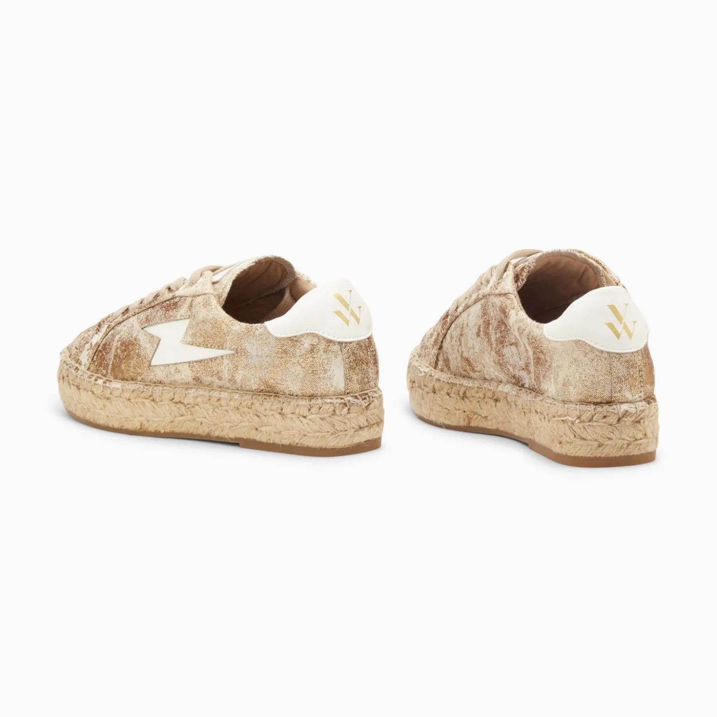 Baskets Eclair April Or Et Blanc A Semelle Espadrille