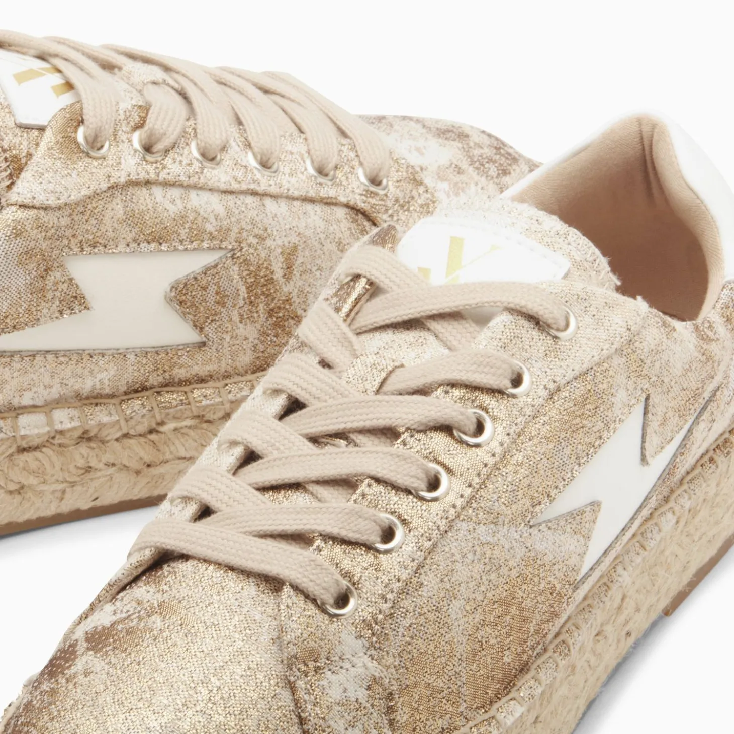 Baskets Eclair April Or Et Blanc A Semelle Espadrille