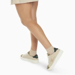 Baskets Eclair Berthe Beige Et Kaki A Lacets