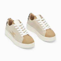 Baskets Eclair Berthe Beige Et Camel A Lacets