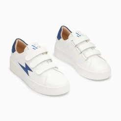 Baskets Eclair Camelia Blanc Et Marine A Scratchs